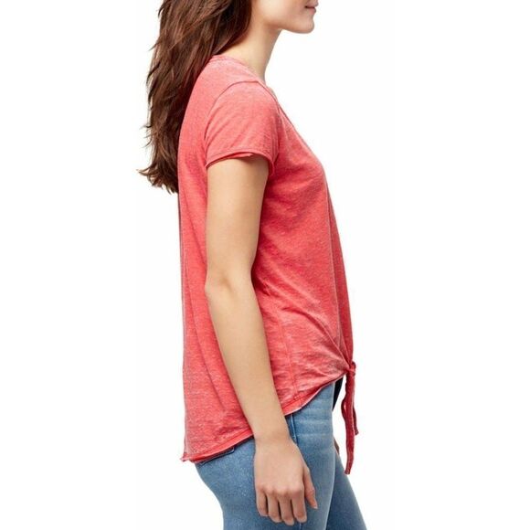 William Rast Burnout Shirt Top Small Red Juniors'‎ Tie-Front Scoop Neck NEW - Picture 9 of 9